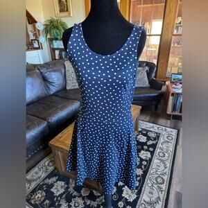H&M Divided Navy Polka Dot Sleeveless Skater Dress Size 8